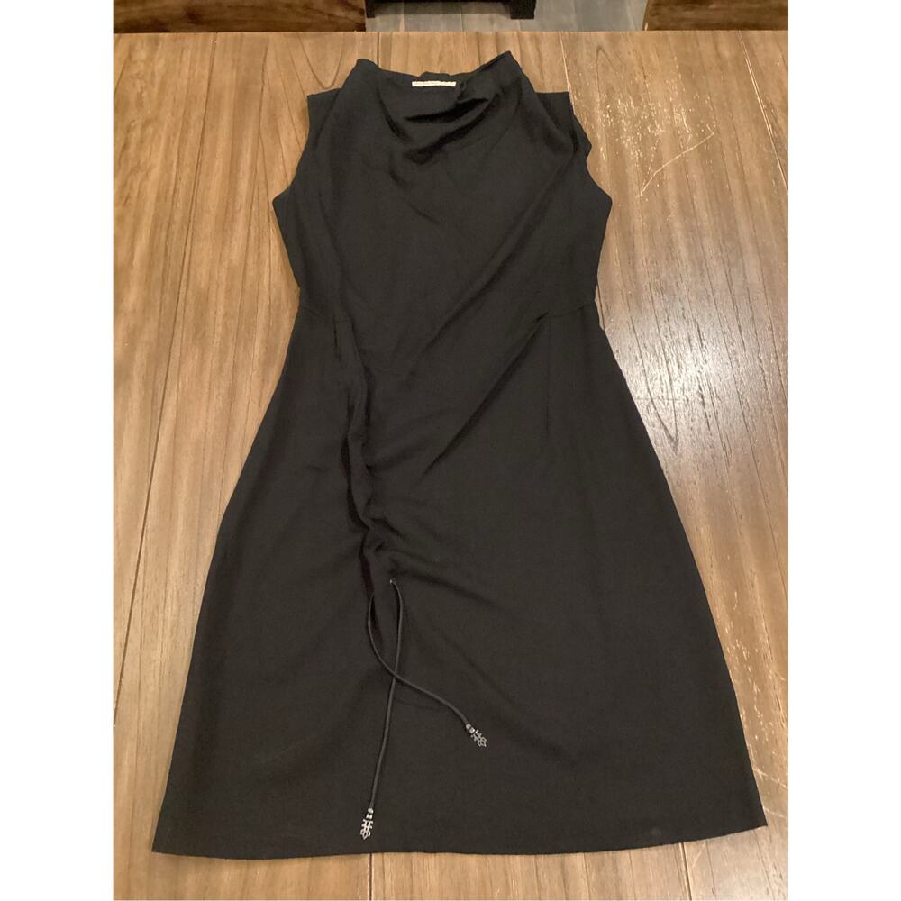 Marithe Francois Girbaud Rare vintage Y2K avante garde Ruched black dress 42